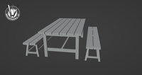 Garden table with 2 benches