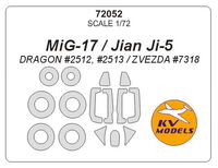 MiG-17 / Jian Ji-5 (DRAGON/ ZVEZDA) + wheels masks