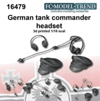 German tank commander cap, headphones and microphone - Image 1