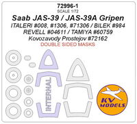 Saab JAS-39 / JAS-39A Gripen (ITALERI #008, #1306, #71306 / REVELL #04611 / TAMIYA #60759 / BILEK #984 / Kovozavody Prostejov #72162) - (Double sided masks) + masks for wheels